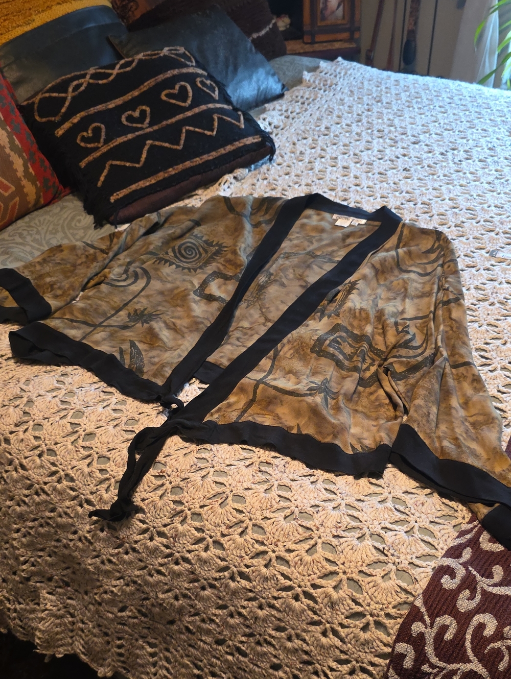 Lightweight Olive Green Sheer Tie-Front Sweater Cardigan